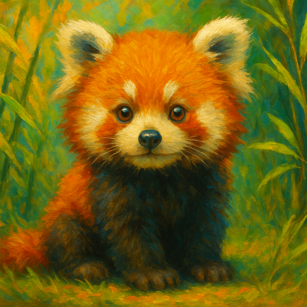 Curious Red Panda – Whimsical Animal Canvas Art